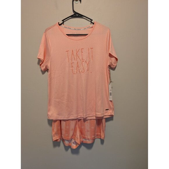 Rae Dunn Cozy Pointelle Womens Lounge Pajama Set "Take It Easy" Medium - Picture 1 of 8